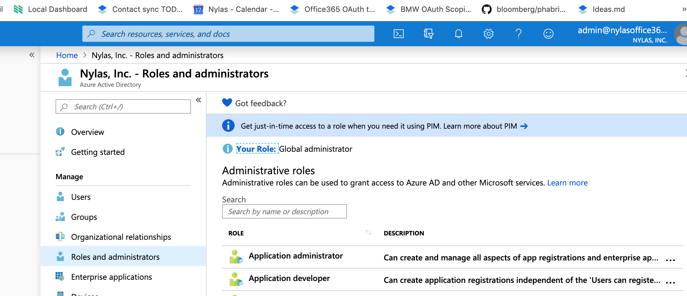 Azure application admin