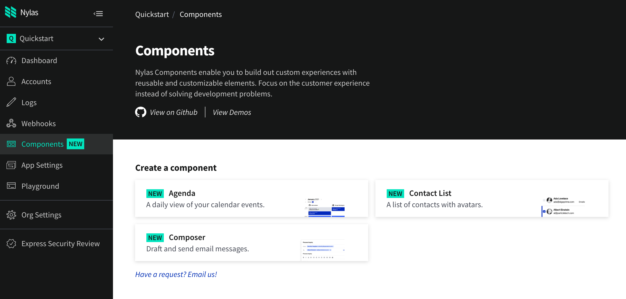 Components main page