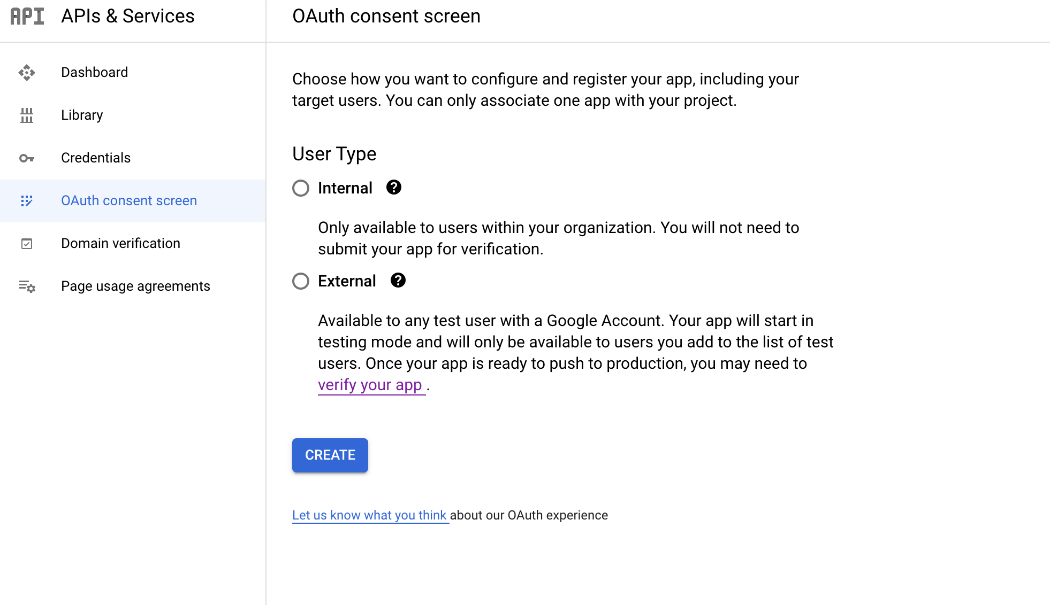 Google OAuth Screen